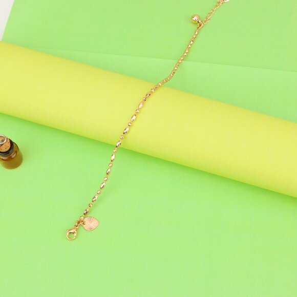 "Beaded Rose Gold Anklet with Shine Charm, XPAL1166 - Picture 5 of 12